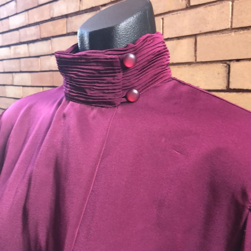 Vintage Pendleton Long Sleeve Button Down high collar raspberry Blouse 8 - Picture 5 of 12